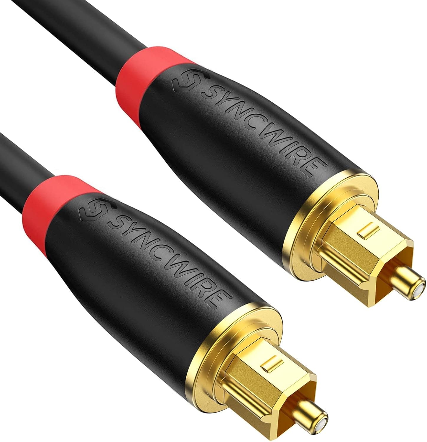 Syncwire Optical Audio Cable 6ft, Digital Toslink Male to Male Nylon Braided 24K Gold Plated SPDIF Cord