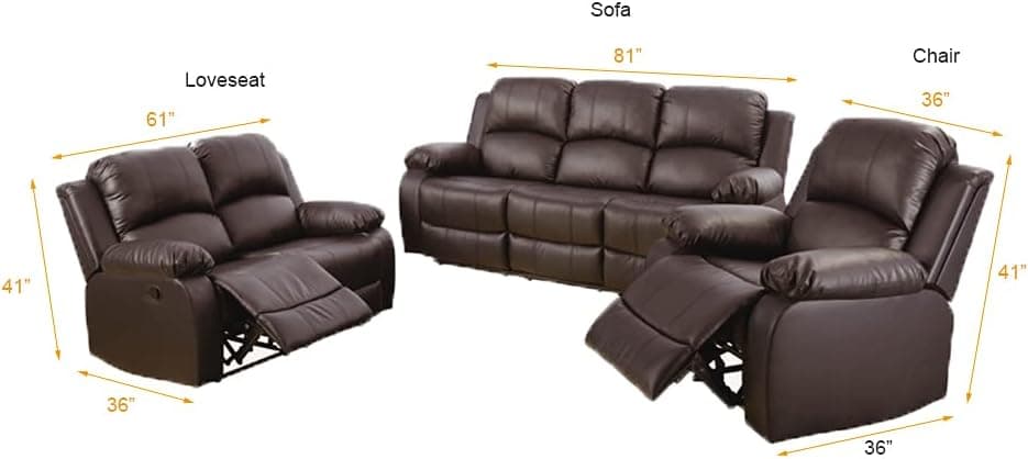 Lifestyle Furniture Sectional Recliner Sofa Set Living Room Reclining Couch with Drop Down Table (GS2900 3PCS)